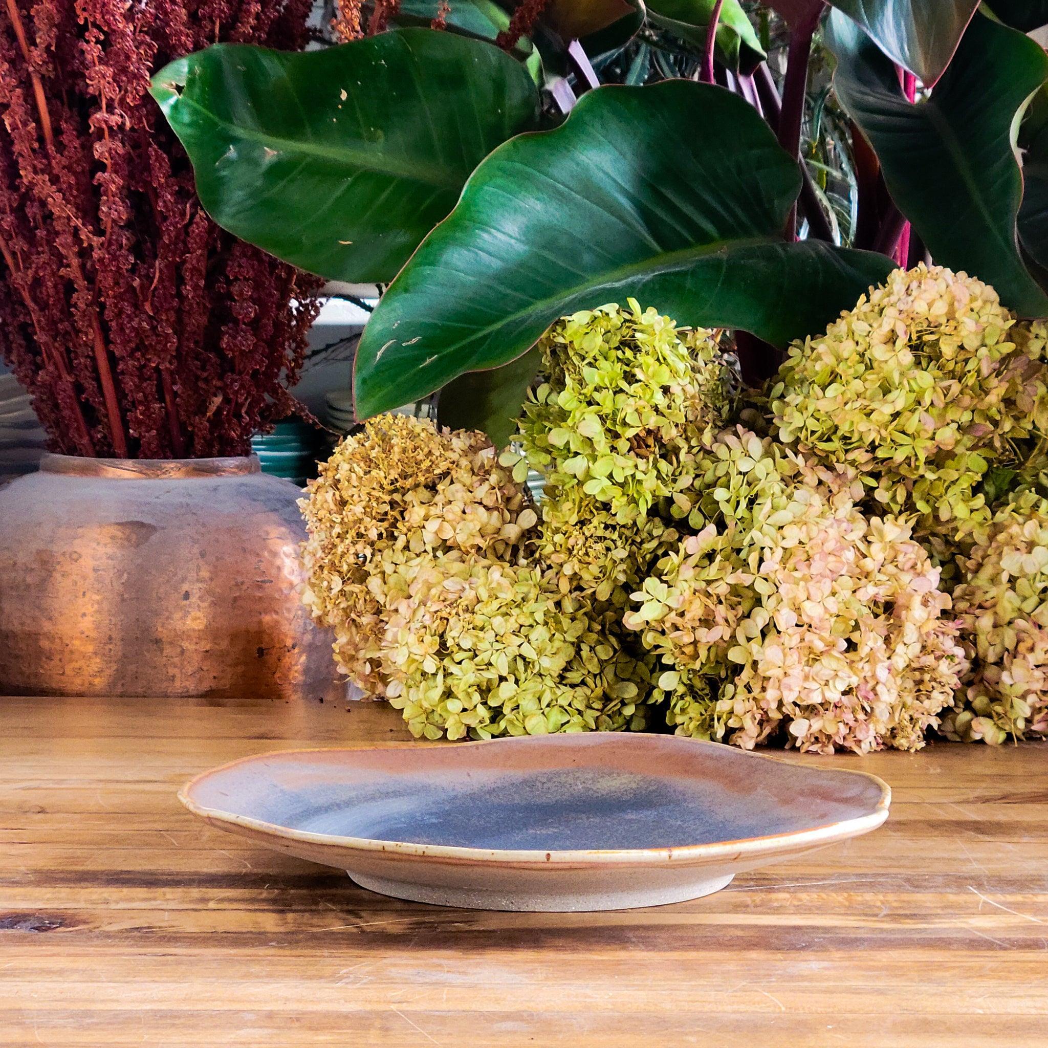 Round-ish Serving Platter- Stoneware - Connor McGinn Studios